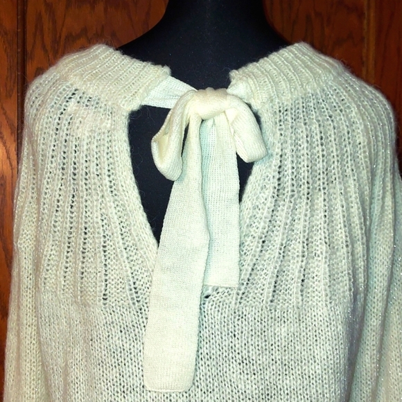 Lauren Conrad Scoop Neck Tie Back Soft Silver Knit Sweater - Picture 5 of 9